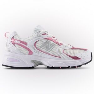 New Balance White and Pink Sneakers
